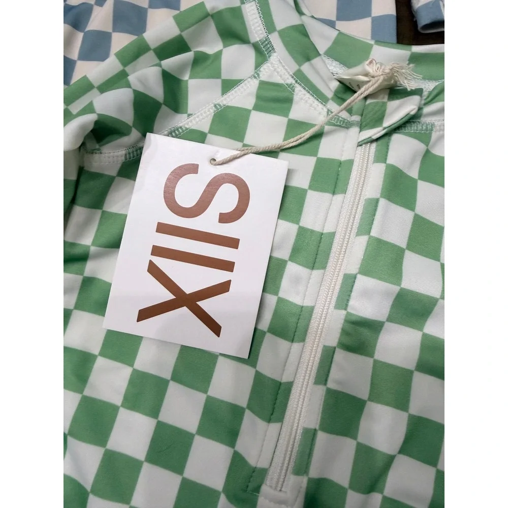SIIX Collection Kids Checkered Swimsuit Lot 18-24M Blue Green UPF 50+ Rash Guard